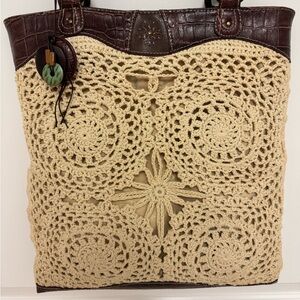 Liz Claiborne Crochet & Leather Bag